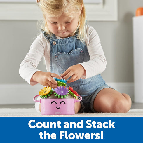 Learning Resources Poppy The Count & Stack Flower Pot, 15 Pieces Fine Motor Skills Toys for Toddlers