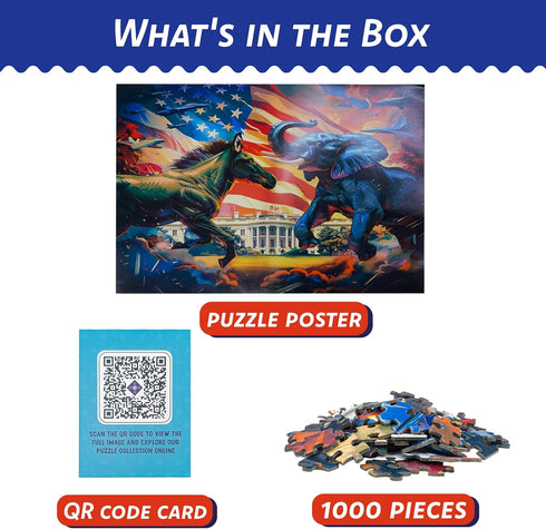 PuzzWiz 1000 1000 1000 Jigsaw Puzzles Pieces Democrat vs Republican Piece Puzzle Jigsaw Imrpove Mood & Memory, Mind