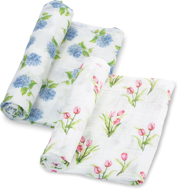 LollyBanks Muslin Swaddle Blankets 2PACK, 100% Cotton Baby Blanket 47 x 47