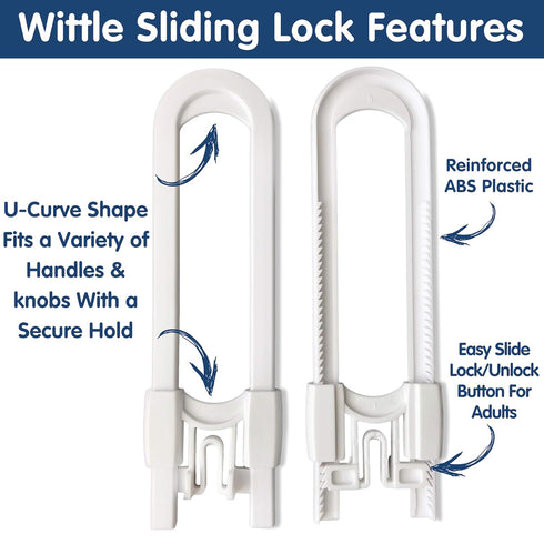 6-Pack Sliding Cabinet Locks - Reusable U-Shaped Child Cabinet Locks for Baby Proofing Cabinets and Drawers