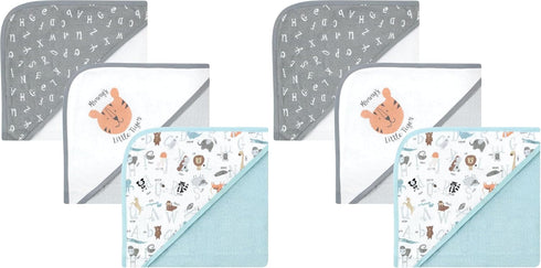 Hudson Baby Unisex Baby Cotton Rich Hooded Towels, Alphabet, One Size (Pack