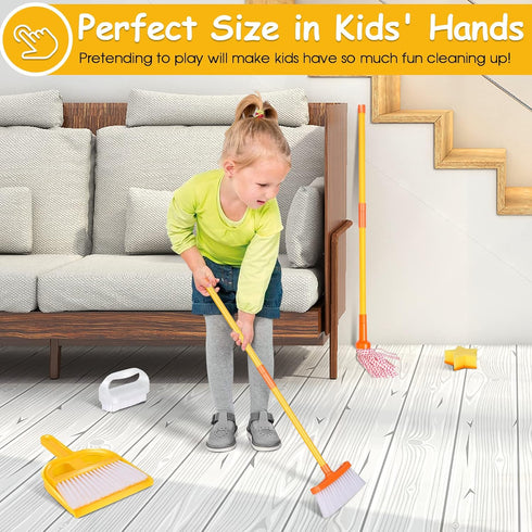 Set, 8 Set, Masthome Kids Cleaning Piece Cleaning Toys Includes Mop, Broom, Brush, Dustpan, Microfiber Cloth, Cleaning