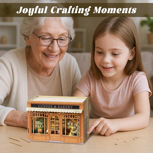 Flever Dollhouse Miniature DIY House Kit Creative Room with Furniture for Romantic Valentine's Gift (Bagel Time)