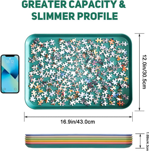 6 Pack Extra-Large Puzzle Sorting Trays, Stackable 16.9" x 12" Sorter for 2000/3000/5000 Puzzle Pieces