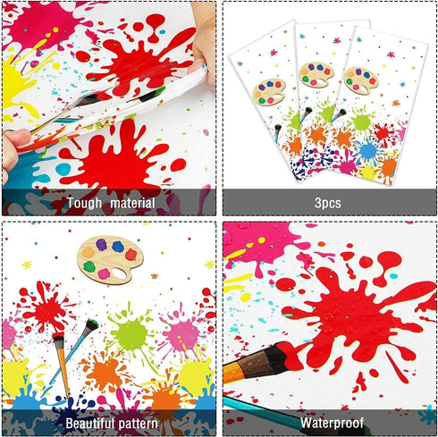 gisgfim 6 Pcs Art Paint Tablecloth, Party Supplies for Art Theme Birthday Decorations for Kids