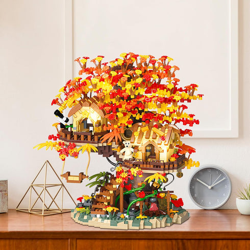HJPLPXH Set Kids2725 Cherry Blossom Bonsai Tree House Building Blocks Plants Flowers Treehouse Architecture Micro Mini