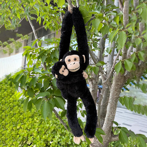 Hideekoog 2pcs Chimpanzee Hanging Stuffed Animal Mother with Baby Hangs Plush Toys, Hooks and Stuffed Animals