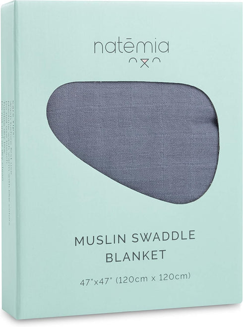 Natemia Baby Muslin Swaddle Blanket (Gray) - Silky Soft, Gentle Receiving Blankets