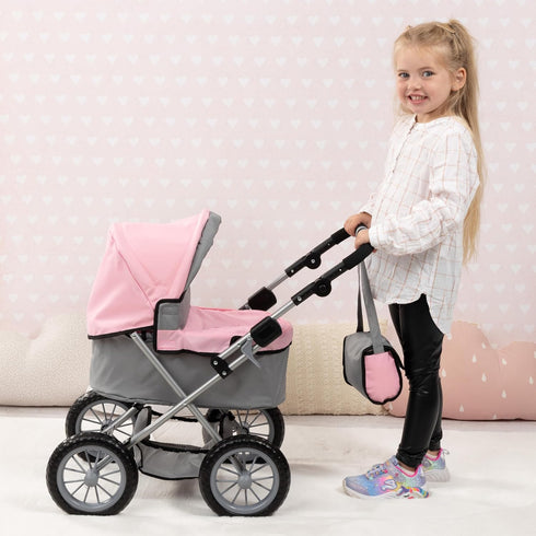 67 41 68 1300800 Bayer Design Baby Doll Trendy Pram in Grey/Pink, x x centimeters
