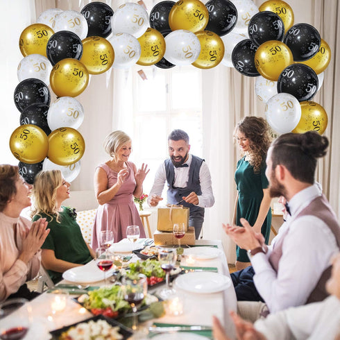 Blulu 50th Birthday Balloons for Men, 45 Pcs Black Gold White Happy 50th Birthday Decorations for Men Women Party