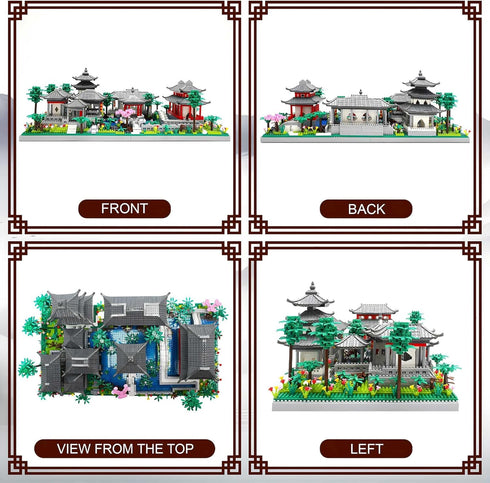 Mini Chinese Architecture of Suzhou Garden - Cherry Blossom Tree Building Blocks Set for Adults, 3888 Pcs