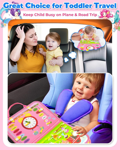 Gojmzo Busy Board Montessori Toys for Toddler Girl Birthday Gifts, Busy Book Sensory Toys for Toddlers, Learning