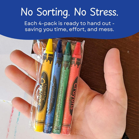 250 Sets 4-Packs (1000 CrayonKing of Bulk Crayons) Non-Toxic, Individually Wrapped, Perfect for Parties, Restaurants