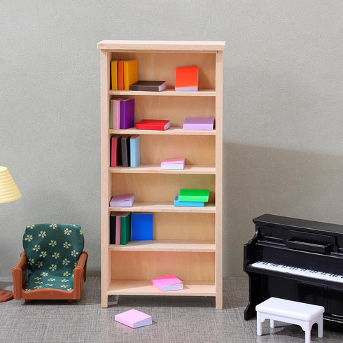 1:12 Scale Dollhouse Bookshelf, Doll House Model Storage Cabinet Wooden Miniature Bookcase Unfinished for Mini Book