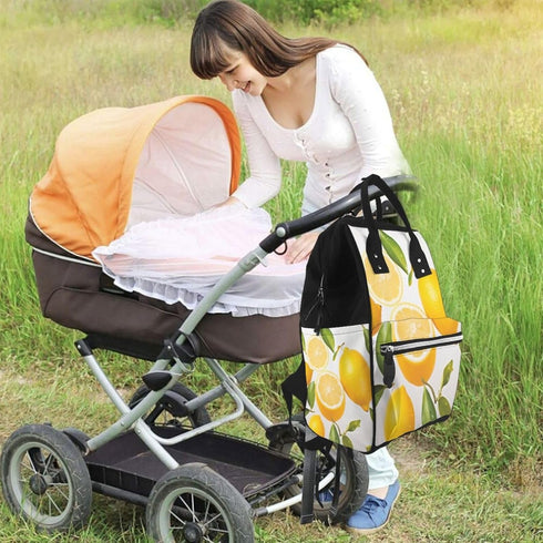 HCBPWVQA Backpack Daypacks Backpack Mommy Fresh Lemon Diaper Bag with Changing Pad and Pacifier Holder, Multifunction