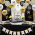 75 Pack Graduation Party Decorations, 12 Inch Black Gold Balloons with Balloon Ribbons for Graduation Party Supplies