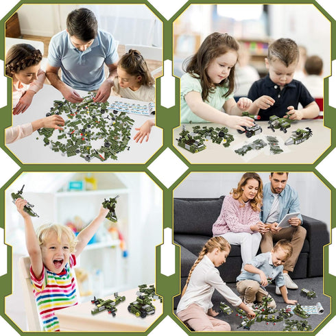 STEM Building Block Toys, 576PCS Military Engineering Bricks Toy, 25-in-1 Army Destroyer Tank Playset for Kids