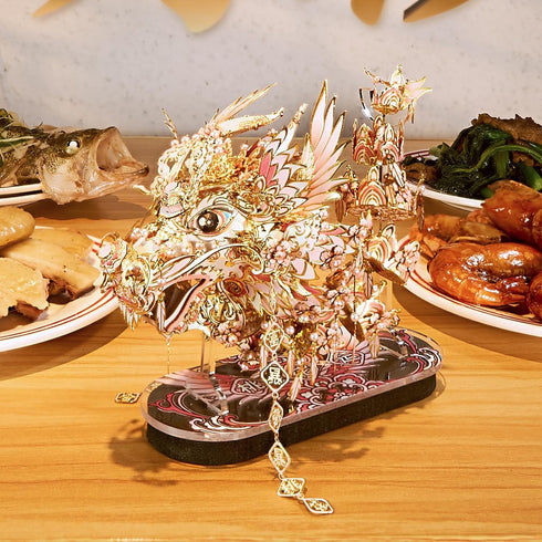 Piececool 3D Metal Puzzles for Adults - Chinese Lucky Dragon DIY Model Building Kits, Challenging Brain Teaser Crafts
