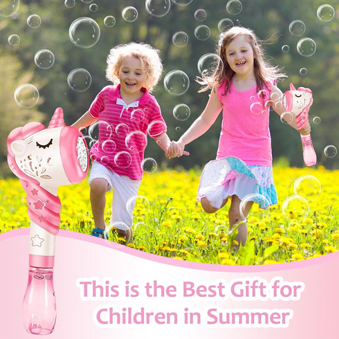 Unique Bubble Machine Wand for Kids Toddlers Age 1-5, Outdoor Unicorn Bubble Maker Toy for Bath and Birthday Gifts