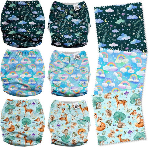 3.0 Mama Koala Cloth Diapers for Babies, One Size Washable and Reusable Pocket Diapers for Newborns and Toddlers