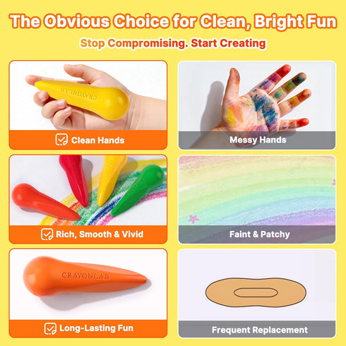 1-3, 18 1-4 Jumbo Crayons for Toddlers Colors Easy-Grip & Unbreakable - Washable, Non-Toxic, Anti-Roll Art Supplies