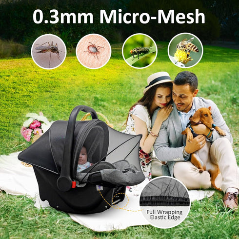 Cheermomo 2-Way Car Seat Canopy, Baby Car Seat Cover, Mosquito Net with Zipper - Breathable Mesh Infant Bug Net