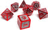 Heroic Dice of Metallic Luster - 7 Piece Metal Polyhedral Dice Collection in Silver with Red Font