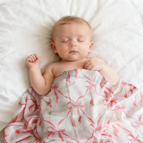 REZIPO 2 Pack 70% 30% 47 47 Inches Pink Bow Muslin Swaddle Blankets Bambo Cotton Breathable Receiving Blankets Newborn