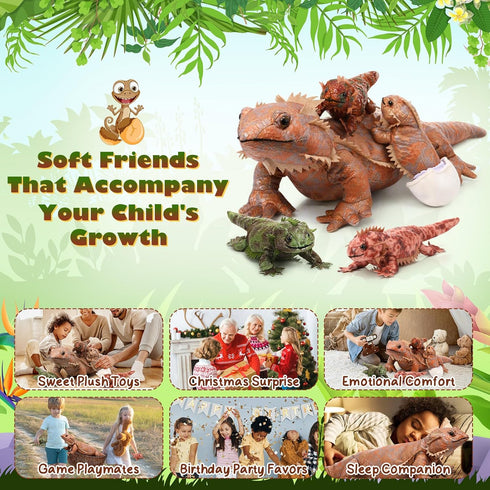 5 Set 26 Inch 4 Lenwen Pcs Bearded Dragon Stuffed Animal Earth Day Reptile Gifts Large Lizard Iguana Plush Toy