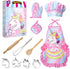 Sets, 11Pcs 3 4 5 6 7 8 Vanmor Unicorn Kids Cooking and Baking Kids Aprons for Girls, Kids Chef Hat and Pink Apron