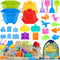 HUUIDY Beach Toys for Kids, Sand Toys with 4 Sand Buckets and Shovels