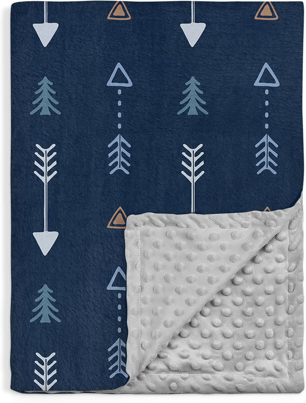 SANDJEST Baby Blanket for Boys, Double Layer Dotted Backing - Arrows Printed 30 x 40 Receiving Blankets for Infant