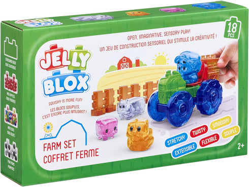 Set 18 2+ Jelly Blox Farm | Includes Pieces | Toddler & Preschool Building Blocks Kids Can Squeeze, Stretch, Squish |