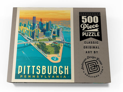 MyPuzzle Pittsburgh, PA Vintage Poster, Bird's Eye View, Premium 500 Piece Jigsaw Puzzle