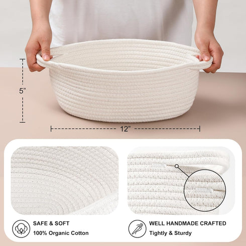 2 Pack Small Woven Basket with Gift Bags, Decorative Gift Chest Box for Nursery, Cotton Rope Storage Basket
