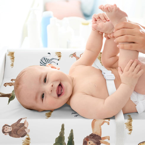 Sweet Jojo Designs Baby Changing Pad Cover Sheet (Jungle Animals) for Girls/Boys, Infant/Newborn Diaper Change Table