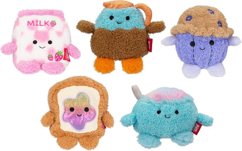4.5-inch BreakfastBumz Plush 5-Pack - Collectible Stuffed Toys: Blueberry Muffin, Coffee, Toast, Cereal, Strawberry