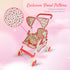 Double Doll Stroller for Baby Dolls, Floral Tandem Play Toy Stroller for 4-8 Year Old Girls