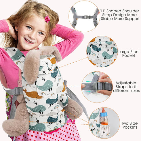Backpack 14 25 inch Vollence Baby Doll Carrier Front and Back Doll Carrier for to Dolls