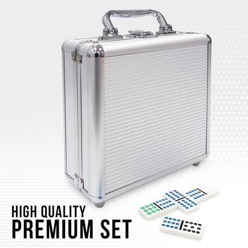 Set 2 8 8 99 Front Porch Classics, Mexican Train Domino On-The-Go Aluminum Carrying Case, to Players Ages