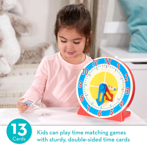 Melissa & Doug Turn & Tell Wooden Clock - Educational Toy with 12+ Reversible Time Cards