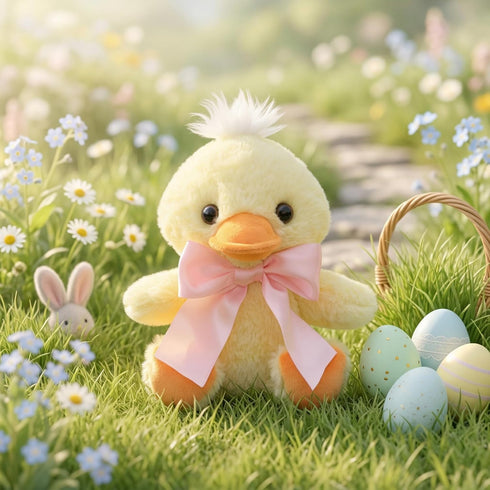 10 Duck Stuffed Animal Baby Duck Plush with Big Bow Tie Cute Stuffed Animal Birthday Easter Gift for Kids