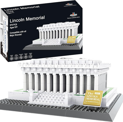 Lincoln Memorial Building Block Set, 979 Pieces - Washington D.C. Landmark Architecture Model for Kids & Adults