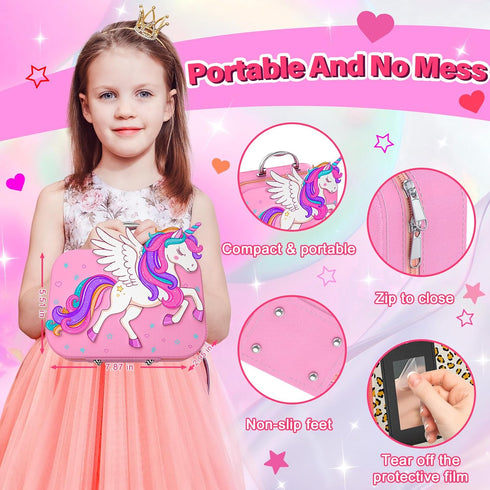 Set 3 4 5 6 7 9 10 11 12-Pink Kids Nail Polish for Girls Toys, Washable Quick-Dry Toddler Nail Art Kit with Air Cooling