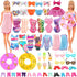Lot 26 Pack Doll Clothes and Accessories Beach Bathing Set Including 5 Swimsuits, 1 Bathrobe, and More