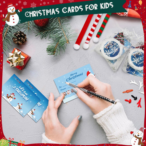 Hophine 3Pack Build a Snowman Kit, Molding Clay Snowman Kit, Christmas DIY Crafts for Kids, Perfect for Winter Holiday