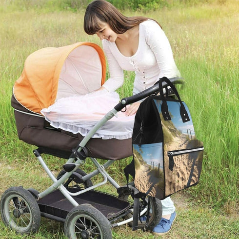 HCBPWVQA Backpack Daypacks Backpack Mommy Beach Themed Diaper Bag with Changing Pad and Pacifier Holder, Multifunction