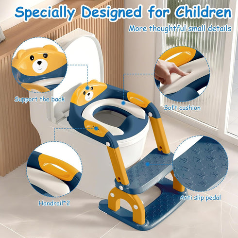 kimitimi 2-in-1 Potty Training Seat with Step Stool for Toddlers - Upgrade Toilet Seat Toilet Ladder for Kids Children