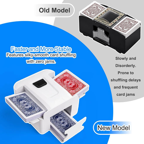 1-2 (2000mAh) Automatic Card Shuffler Deck, Rechargeable Card Shuffler Machine, Portable One-Press Electric Poker