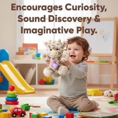 Love By Emi Interactive Recording Plush Toy for Toddlers Press to Record & Play, Touch-Activated Sound Play, Fun Songs